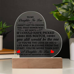 To My Daughter-in-Law Honor – Acrylic Heart Plaque